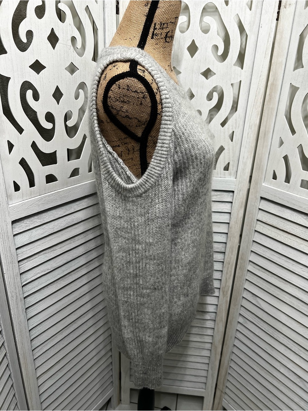 Michael Kors Classic Gray Cold-Shoulder Knit Sweater - Picture 5 of 8